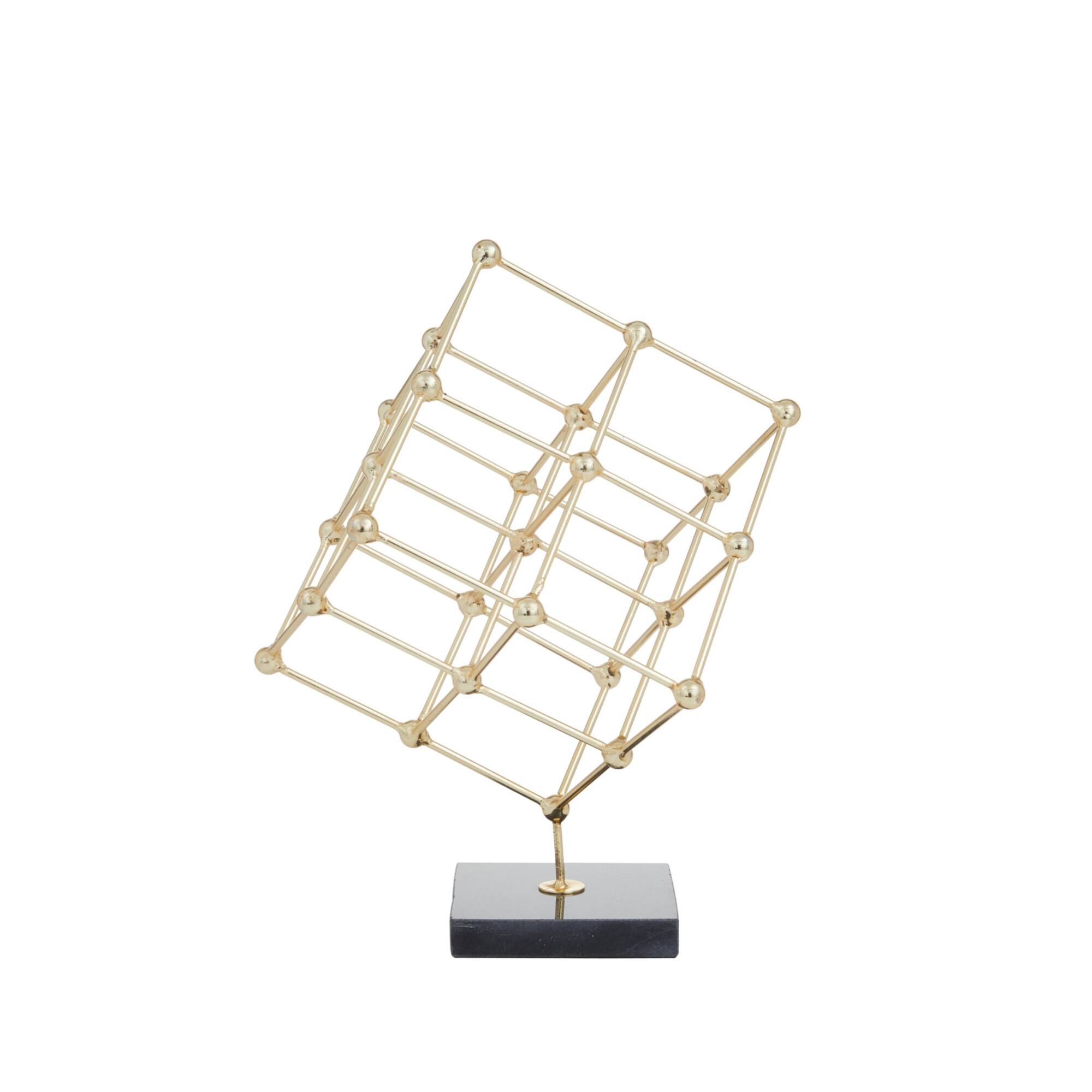 Gold Marble Modern Sculpture, 12" x 9" x 9"